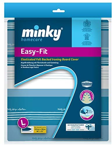 Minky PP23008122 EasyFit Ironing Board Cover, Polycotton, Blue, Fits 122 x 38 cm