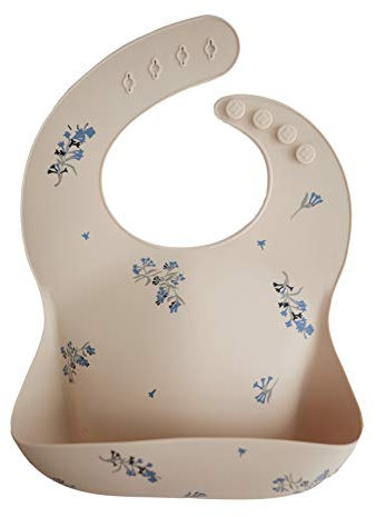 mushie Silikon Bib für Kinder | Lätzchen mit Auffangschale | BPA frei Wasserdicht | Abwaschbar Lätzchen mit verstellae Passform | Sichere & Hochwertige für Kleinkinder & Baby | Lilac Flowers