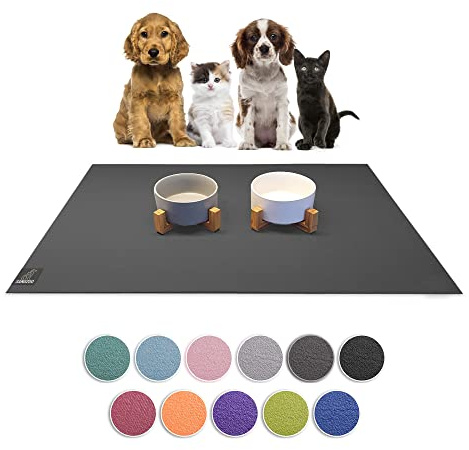 SanoZoo, die Napfunterlage! Öko-TEX - Made in Germany - Futtermatte für Katzen 70 x 120 cm Grau