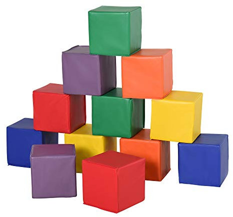 HOMCOM 12 Piece Soft Play Foam Blocks Toy Building Stacking Compliant Learning Toys for Toddler Baby Kids Preschool