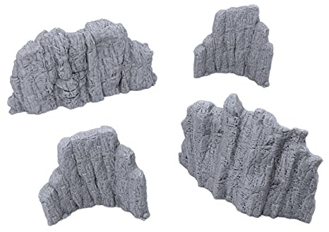 EnderToys Vulcanic Rock Wall Set A, 3D Printed Tabletop RPG Scenery and Wargame Terrain for 28mm Miniatures