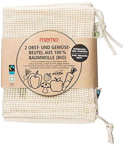 Memo Bio-Baumwolle, 2 Obst- & Gemüsebeutel