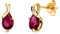 Orovi – Ohrringe Tropfenform aus 14 Karat Gelbgold (585) mit kreiertem Rubin (0.95 ct) – Ohrstecker Gold Damen mit Edelstein in edler Krappenfassung – Allergenfrei & handgemacht (10 x 4.5 mm)