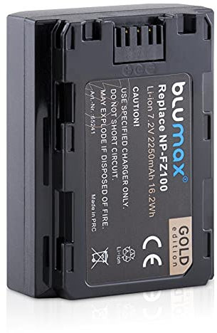 Blumax Akku kompatibel mit Sony NP-FZ100 |- 2250mAh -| für Alpha 9 III A9 III A9 A9S - 7C 7R4 / A7C A7 III - IV // A1 6600/6700 FX3 FX30 ZV-E1