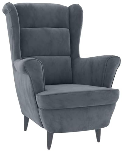 vidaXL Fauteuil de Salon TV Meuble de Salle de Séjour Fauteuil à Dossier Haut de Chambre à Coucher Meuble de Bureau Maison Intérieur Gris Foncé Velours