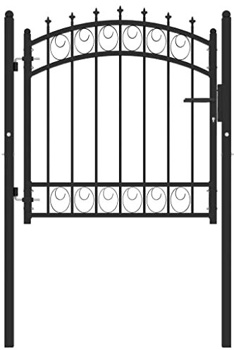 vidaXL Zauntor mit Spitzen Gartentor Gartentür Hoftor Gartenpforte Hoftür Zauntür Gartenzaun Tor Tür Pforte Metalltor Stahl 100x100cm Schwarz