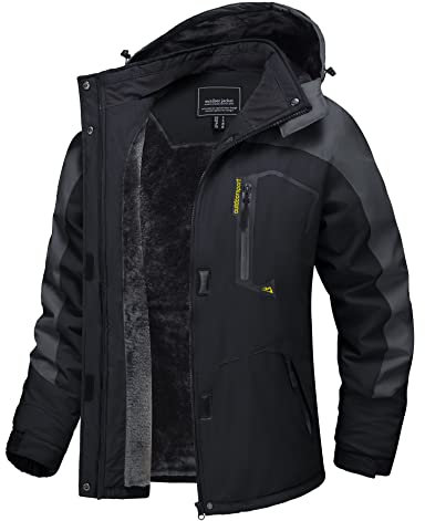 TACVASEN Damen Übergangsjacke Winter Hiking Softshelljacke Skijacke Verdickt Wasserabweisend Outdoorjacke Freizeit Sportjacke, Schwarz-grau, L