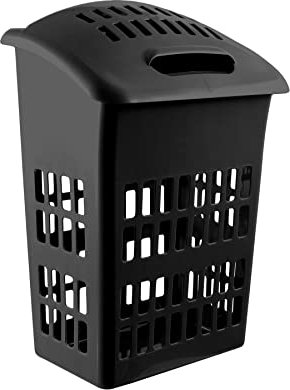simpahome 60L Upright Black High Gloss Plastic Laundry Basket - 67cm (H) x 45cm (W) x 31cm (D)