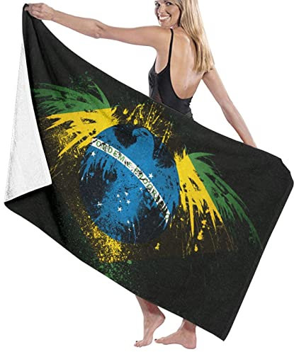IUBBKI Strandtuch mit Adler-Brasilien-Flagge, weiches, saugfähiges Mikrofaser-Strand-Badetuch, Erwachsene, Unisex, Kinder, Handtuchdecke, 32 x 52 Zoll