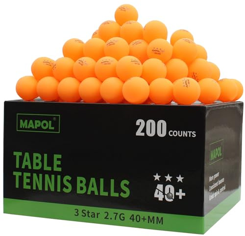 MAPOL 200 Count Table Tennis Balls, 3 Star Advanced Training Ball, Bulk Ping Pong Balls for Indoor & Outdoor Sports