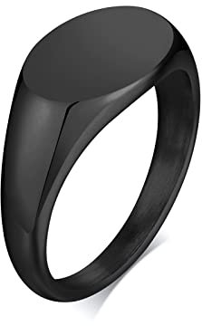 Bishilin Ring Damen Edelstahl, Partnerring Siegelring Oval 9MM Poliert Freundschaftsringe Schwarz Ring Personalisiert für Frauen Mädchen Größe 60 (19.1)