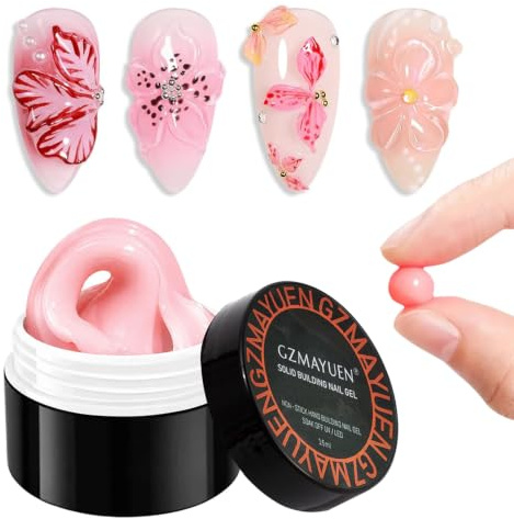 GZMAYUEN Nude 3D Skulptur Nail Gel, 15ML Nude Rosa Festes Gel Nagelverlängerung Nail Builder, 3D Dekoration Nagelskulptur Hartes Gel