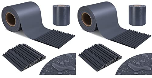 PVC Sichtschutzstreifen, Sichtschutz für Zaun, Sichtschutzstreifen Für Doppelstabmatten, 100mx19cm, inkl. 70 Befestigungsclips, Zaun Sichtschutz, Blickdicht, Windschutz, Anti-UV, 450g/m², Dunkelgrau
