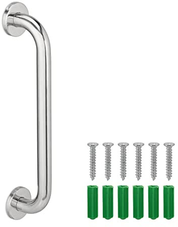 Relaxdays Haltegriff Badezimmer, Edelstahl, Wandgriff Dusche & Badewanne, 200 kg, Senioren & behinderte Menschen, Silber