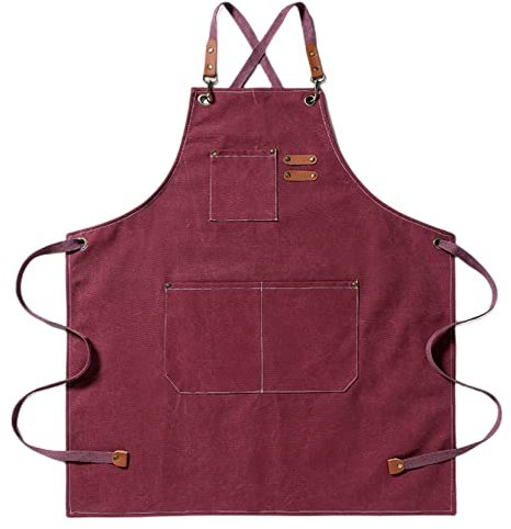 YUPPIE TONE Arbeitsschürze Werkzeugschürze Schreinerschürze für Herren MehrzweckSchürze geeignet für Garten Holzarbeiten Handwerk Tischler Küchenschürze Werkstatt Garage (Weinrot)