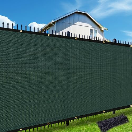 Artpuch Fence Privacy Screen 5'x50' Dark Green Heavy Duty 170GSM Privacy Fence Cover with Grommets and Zips for Outdoor Chain Link Fence Backyard, Patio, Pool