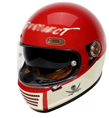 Retro Motorrad Motocrosshelme Herren Damen, Vintage Motorrad Integralhelme Mit Visier, Motorradhelm Offener Helme, DOT/ECE-Zulassung Jethelme Für ATV UTV ( Color : E , Size : L=(59-60cm) )