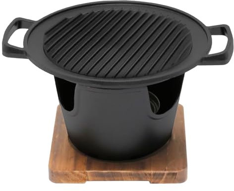 Saihisday 20,3 cm großer japanischer Hibachi-Grill, tragbarer Tischgrill, koreanischer Grillkohlegrill, robuste Aluminiumguss-Grillplatte