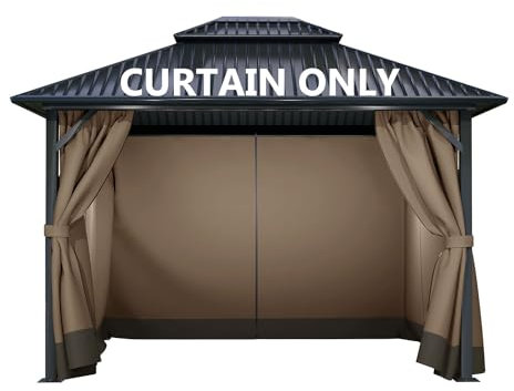COWVIE Gazebo Privacy Curtain Replacement Universal 4-Panel Sidewalls 3m x 3 m (Only Curtain)