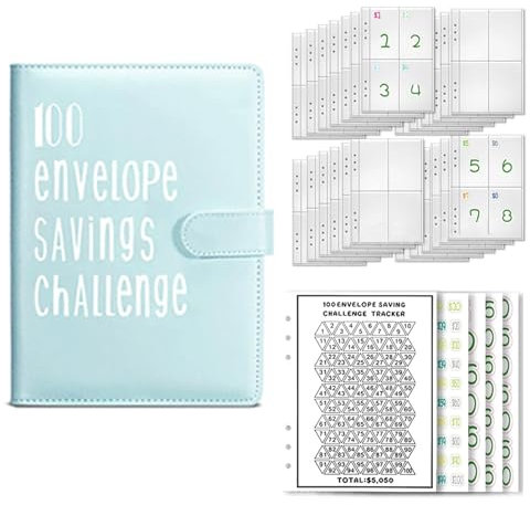 Budget Planner Deutsch Budget Planer Geld Organizer mit 100 Binder Taschen A5 Ringbuchordner für Finanzplaner Budget Sparen Mappe Cash Stuffing Startset Geburtstags Geschenk (Sky Blue)
