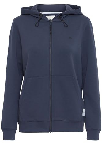 NORTH BEND NBTara Damen sportliche Sweatjacke Kapuzenjacke Hoodie atmungsaktiv und komfortabel mit Kapuze, Größe:44, Farbe:Blue Nights (2154)