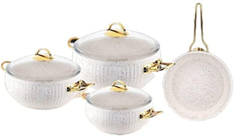 Pentole Pentole e padelle Set di pentole da 7 pezzi con rivestimento del coperchio in granito Accessori Pentole antiaderenti da cucina (Colore: Bianco, Dimensioni: Vedi descrizione) (Bianco Vedi