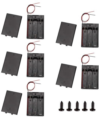 suaywo 5 Pcs 3 AA Battery Holder with Switch and Cover Battery Storage Box 3X1.5V 4.5V Battery Box Battery Holder with Leads Battery Organiser Storage Case