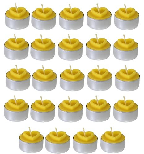 24 Teelichter Herz in Alusschalen aus 100% reinem Bienenwachs