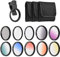 Set di filtri per obiettivo da 52 mm con 7 filtri graduati + CPL + filtro a stella + filtro di primo piano + clip di fissaggio per smartphone iOS e Android, Canon, Nikon, Sony DSLR