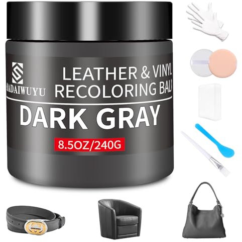 SHADAIWUYU Reparador Cuero,240g Cuero Liquido Reparador Gris Oscuro Pintura para Cuero para Reparar el Desgaste y Las Marcas en Sofás, Muebles de Vinilo, Asientos de Automóvil y Zapatos de Cuero