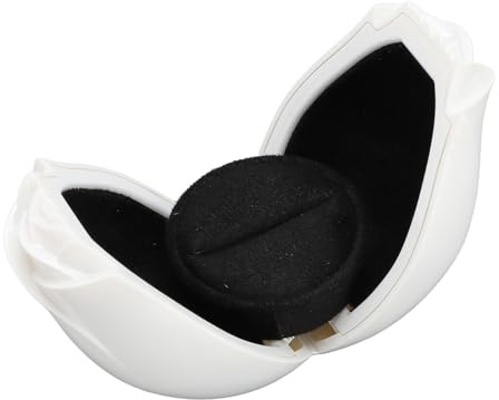 KKPLZZ Scatola Porta Anelli con Rosa Bianca, per proposta di Fidanzamento, Matrimonio, Anniversario, San, Regalo di Compleanno