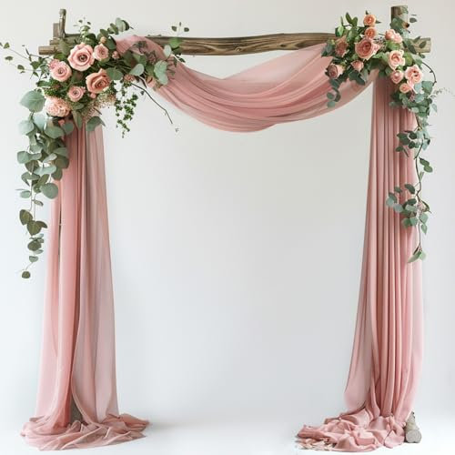 Wokceer Wedding Arch Draping Fabric 28.7 x 20FT Dusty Rose Drapes Sheer Fabric Backdrop Arch Draping Fabric for Wedding Ceremony Birthday Party Bridal Shower Decoration, 1 Panel
