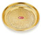 Kitchen Expert Small Brass Pooja Plate | 10cm | Engraved Floral Design | Ideal for Puja/Prasad/Dia | Handcrafted Solid Brass Plate