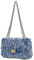 Milisente Damen Clutch Quiltmuster Jeanstasche Elegante Schultertasche Handtasche Umhängetasche mit Kette(Denim Blau)