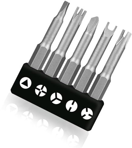 Buaak 5 Stück 1/4 Zoll Spezial Bit Set, 50 MM Spezial Schraubendreher, U-Form, Y-Typ, Dreieck, Innenkreuz, Dreipunkt, für Bullensockel, für Zuhause, Arbeiter, stabiles Bohrschrauber-Zubehör