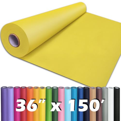PerkHomy Zitronengelbe Kraftpapierrolle, 91,4 x 4,6 cm, für Geschenkverpackungen, Blumenstrauß, Blumenkunst, Malerei, Handwerk, Schreiben, Verpackungen, Versand, 80 g/m², 25 kg, Zitronengelb, 91,4 x