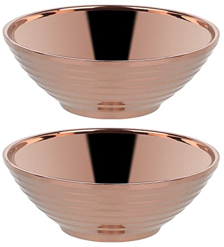 YDware 304 Edelstahl Ramen Schüssel Set, Premium Non-Slip Soup Bowl with Spoon and Chopsticks, Multifunctional Cereal Bowl for Fruit, Salad, Noodle -2 Sets (Rose Gold, 2 Schalen)