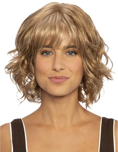 Perücke Capri - Charmanter Lockenbob mit Pony, gestuft und handgeknüpft für einen natürlichen Look
