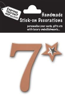 Rose Gold Stick on Number 7 for Cards, Gifts, Crafts, scrapbooks, Childrens Crafts, self Adhesive