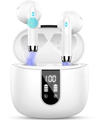 Cuffie Bluetooth 5.4, 2025 Auricolari Bluetooth 56H Stereo Cuffie Wireless In Ear con 4 ENC Mic, Cuffie Senza Fili Cancellazione Rumore Cuffiette Sport IP7 Impermeabili Earbuds LED Display