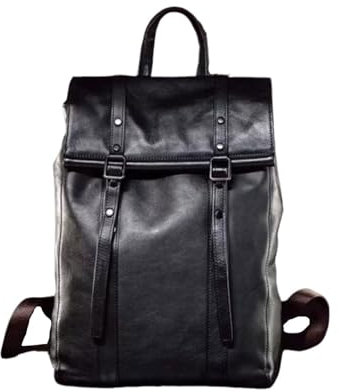 Lejdi Mochilas for ordenador portátil for hombre, bolsos de viaje de cuero auténtico, mochilas informales, maletines, bolsos for ordenador de 16 pulgadas(Black)
