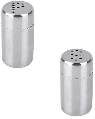 2 Pcs Spice Shaker,Stainless Steel Mini Salt and Pepper Shakers Set,Stainless Steel Spice Jar Dredge Shaker,Flour Sugar Salt Shaker,Suitable for Home Kitchen Use
