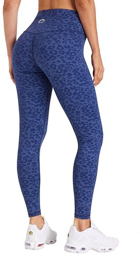 Enjoyoga Leggings Damen High Waist [mit Innentasche] -Blickdicht Sporthose Laufhose für Sport Yoga Gym -11(L-XL, Y -Blau Leopard)