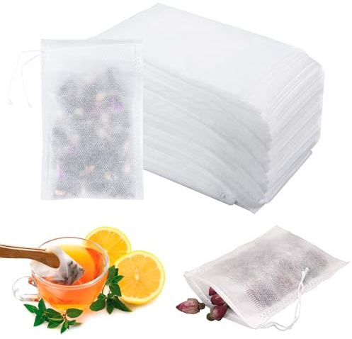 600Pezzi Bustine Te Vuote,Bustine di Tè per Tè Sfuso 7 * 9CM Bustina di Tè Usa e Getta in Tessuto per Tè,Tè ai Fiori,Caffè,Spezie,ecc. (7 * 9CM)