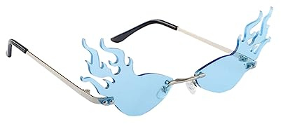 Flammen Sonnenbrille Halloween Feier Randlos Metall PC für Fotobox