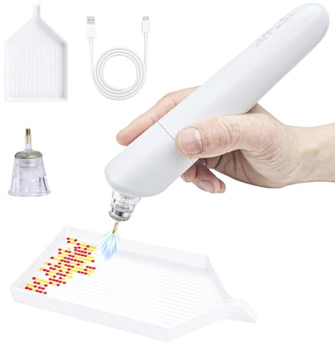TABKSOLA Stylo Diamond Painting Sans Fil, à Vide pour Adultes, Avec Plateau de Rangement, Silencieux et Durable