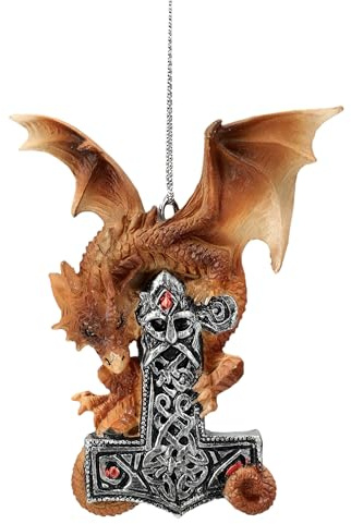 Drachenanhänger – Mjolnir mit Thors Hammer 9 cm – Nordische Fantasy-Deko von Anne Stokes