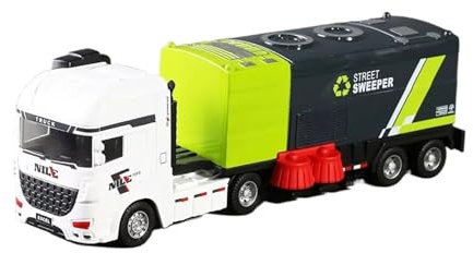 XGFFBAGB 1:30 For City Garbage Truck Car Model Sanitation Road Cleaning Sweeper Vehicles Car Model Toys Gifts(White B,With box)