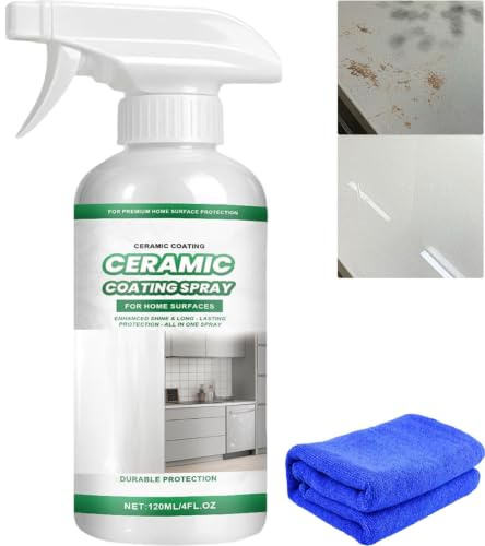 Ceramic Coating Spray for Stainless Steel Appliances, Hydrophobic Protection for Kitchen Bath Surfaces, Stain Grime Resistant, Streak-Free Polish, Works on Tiles, Glass Countertops (1Pcs)
