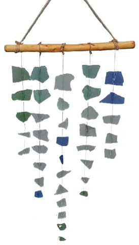 Seeblas- und Treibholz-Glockenspiel, Glas Windchime-, Hängeverzierung am Meer, sanft